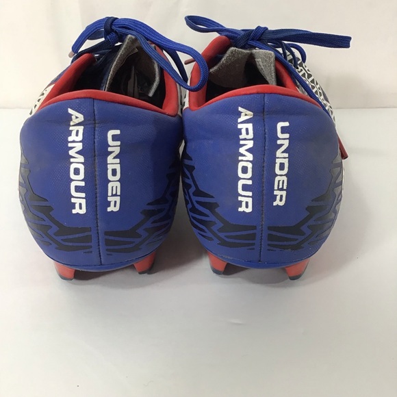 Under Armour Blue Red White Soccer Sports Cleats - Picture 2 of 7